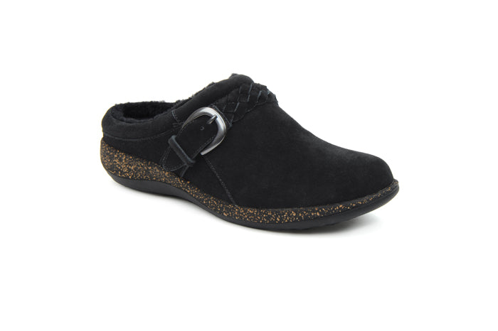 Aetrex Women's Libby Comfort Clog Fleece Black